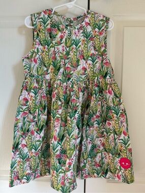 EUC Girls' smiling button flamingo dress size 7